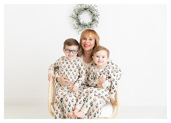 Mom and kids pajama session in Draper Studio by Utah photographer